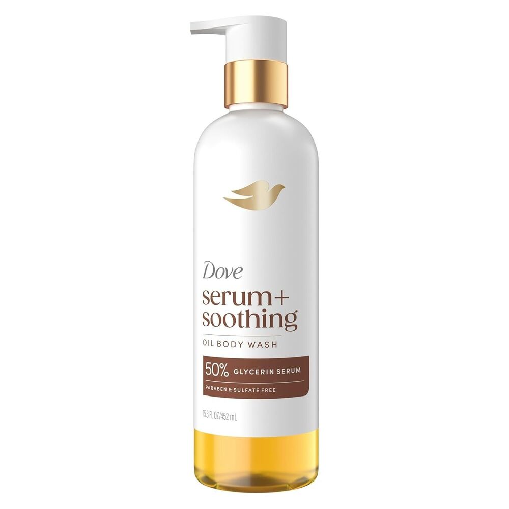 Dove Serum+ Shower Oil Body Wash Glycerin Serum Almond Oil & Sandalwood 15.3oz